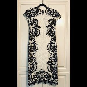 TADASHI SHOJI White and Black Lace Cocktail Dress